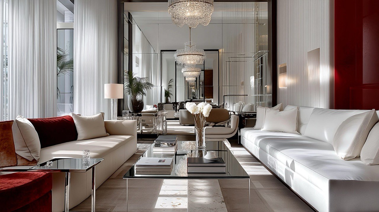 современная гостиная с панорамными окнами